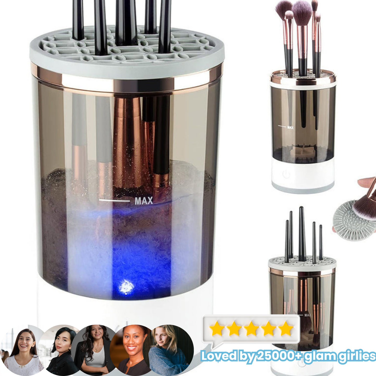 SANROVA™ GlamWash Pro – Automatic Makeup Brush Cleaner