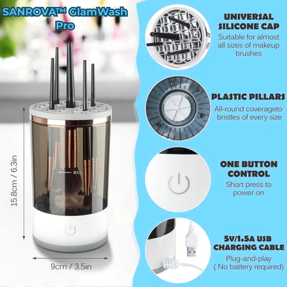 SANROVA™ GlamWash Pro – Automatic Makeup Brush Cleaner
