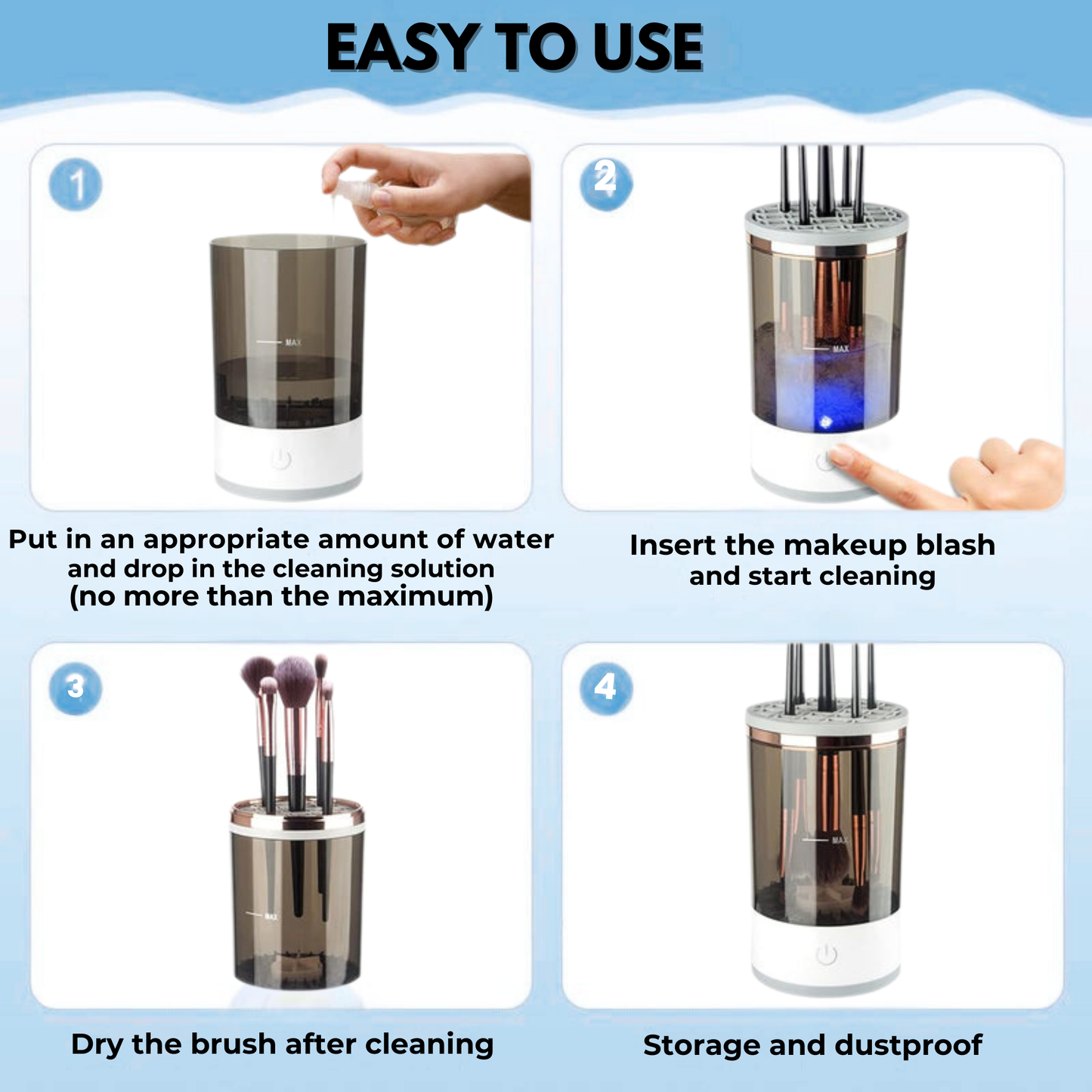 SANROVA™ GlamWash Pro – Automatic Makeup Brush Cleaner