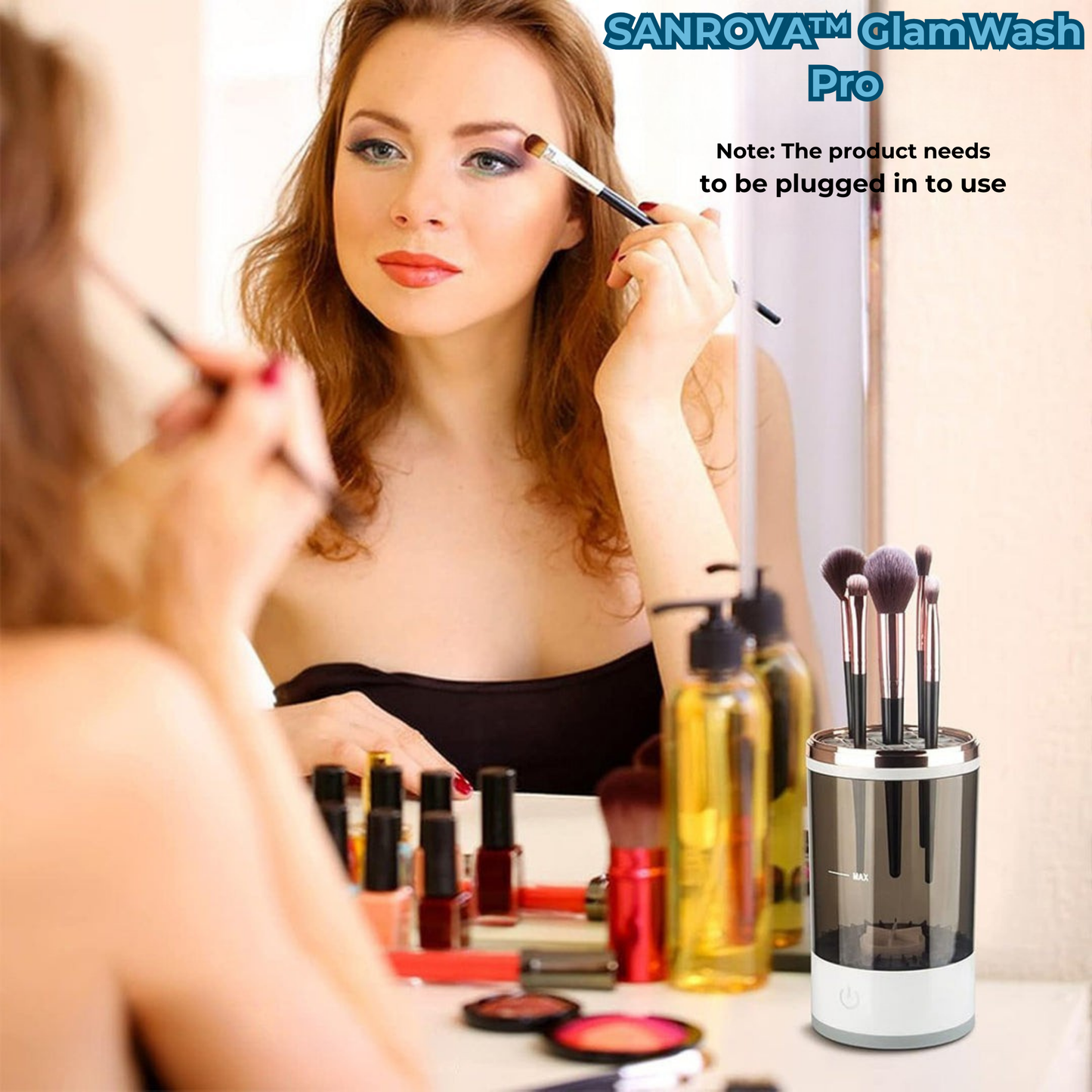 SANROVA™ GlamWash Pro – Automatic Makeup Brush Cleaner