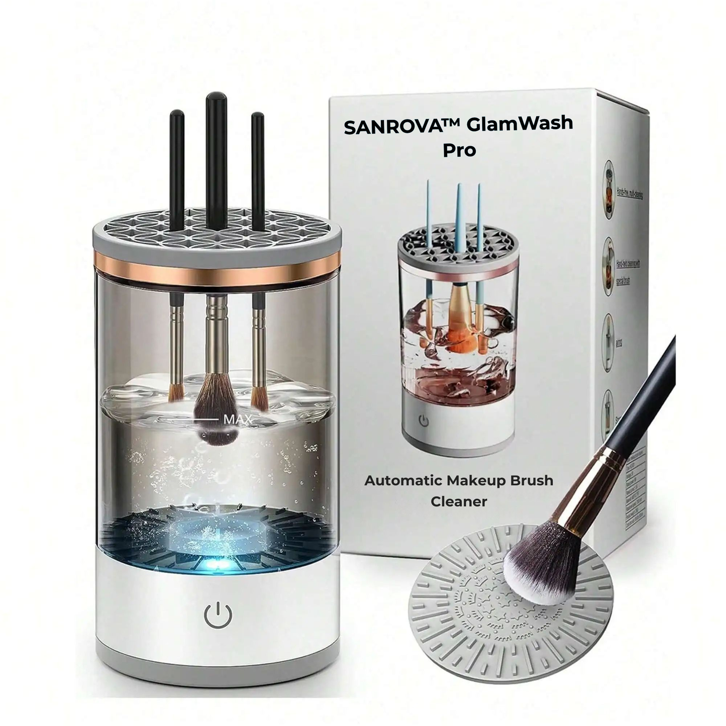 SANROVA™ GlamWash Pro – Automatic Makeup Brush Cleaner