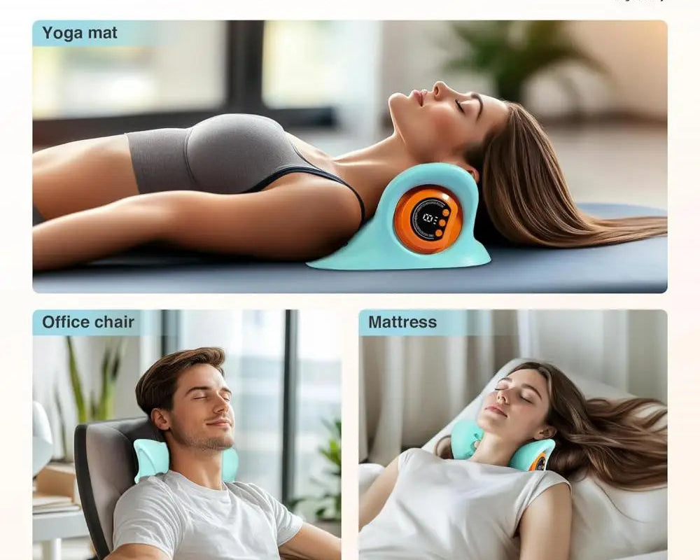 Sanrova™ Deep Relief Cervical Pillow – Heat & Neck Stretch Therapy